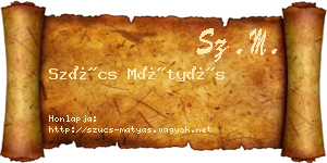 Szűcs Mátyás névjegykártya