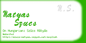matyas szucs business card