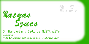 matyas szucs business card